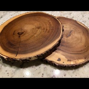 Bark edge wood serving platters (2)